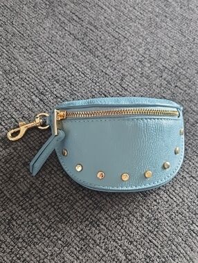 Universal Thread Light Blue Leather Coin Pouch with Gold Hardware